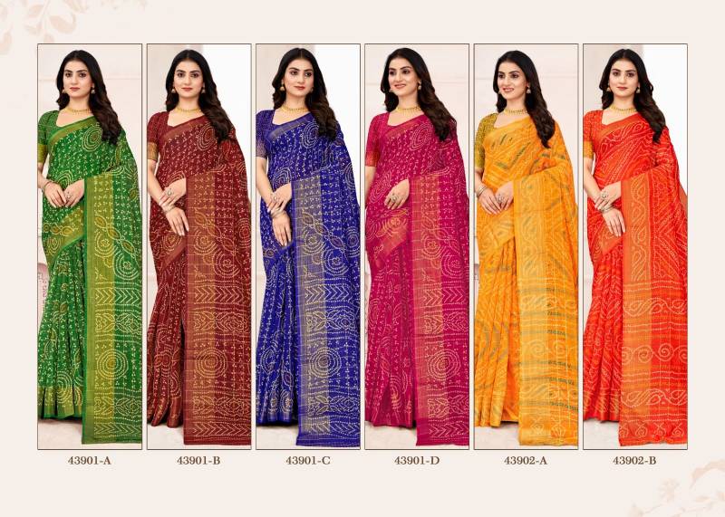 Ruchi Golden Checks Linen Silk Printed Saree