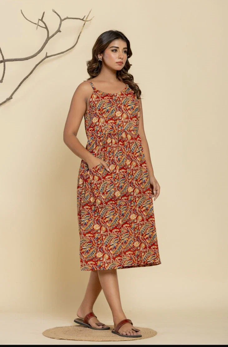 Naisha K 159 Cotton Casual Wear Midi Dress Collection