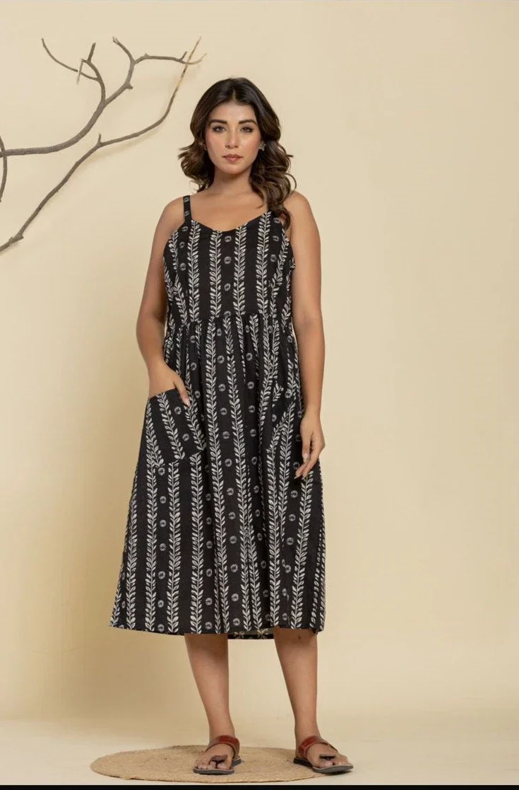 Naisha K 159 Cotton Casual Wear Midi Dress Collection