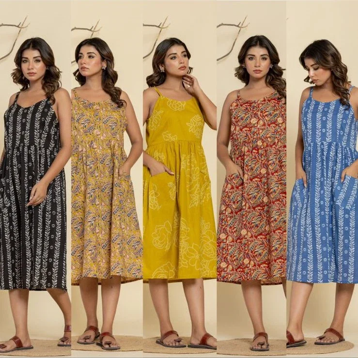 Naisha K 159 Cotton Casual Wear Midi Dress Collection