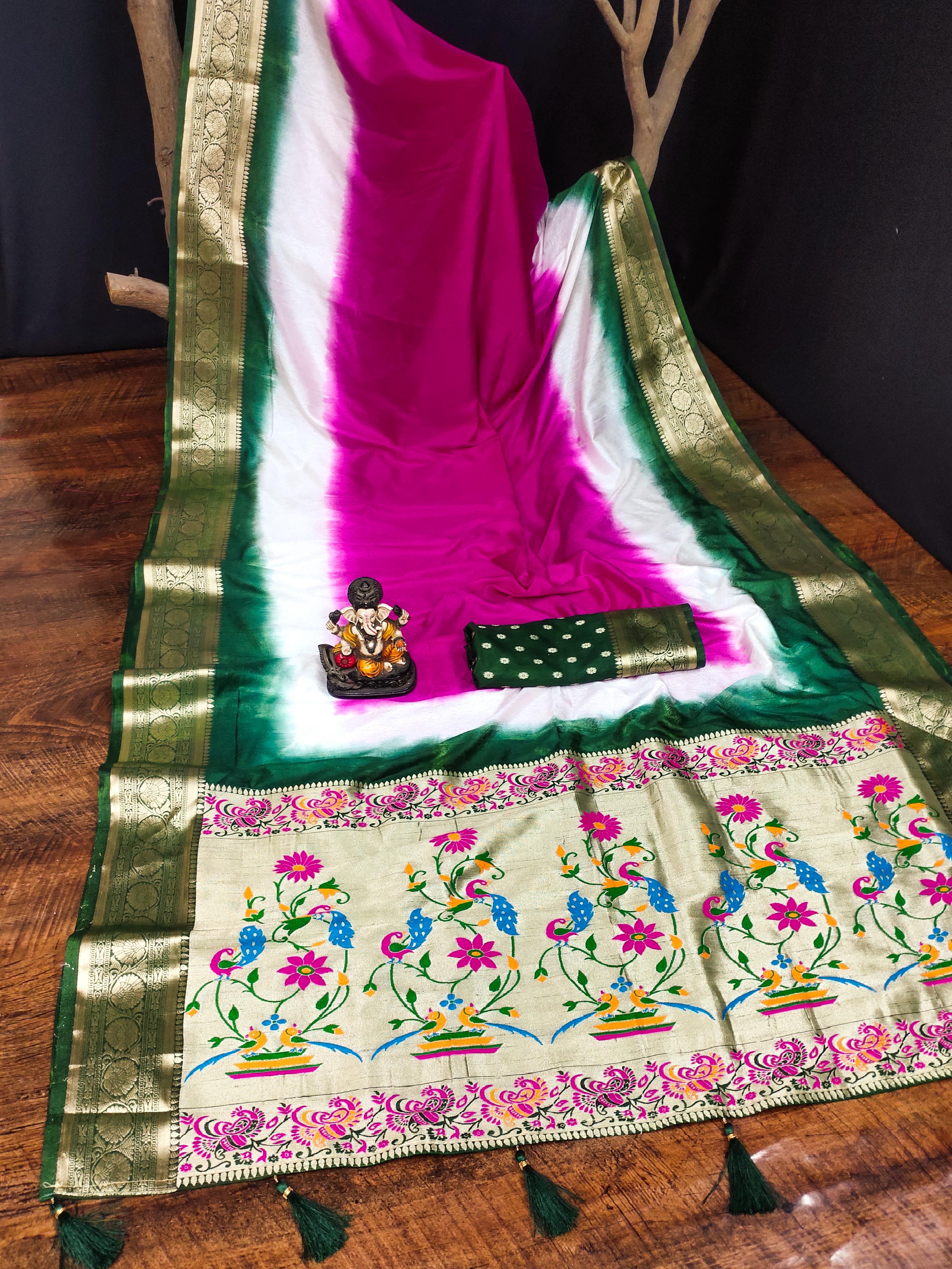 Lekha VC Rukmani Pure Paithani Shibori Print Saree Collection