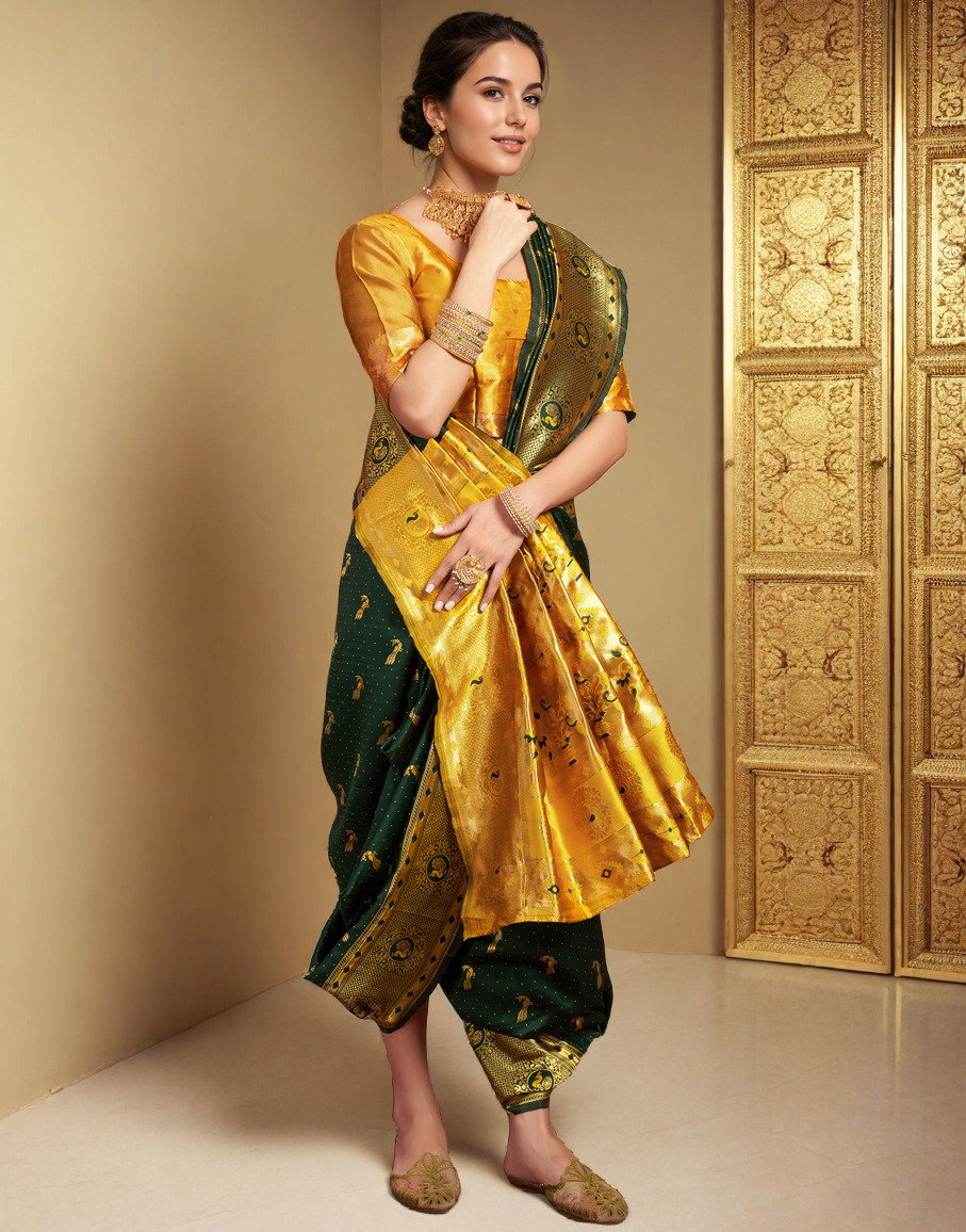 Meera 292 Party Wear Zari Weaving Worked Paithani Silk Saree with Un Stitched Blouse