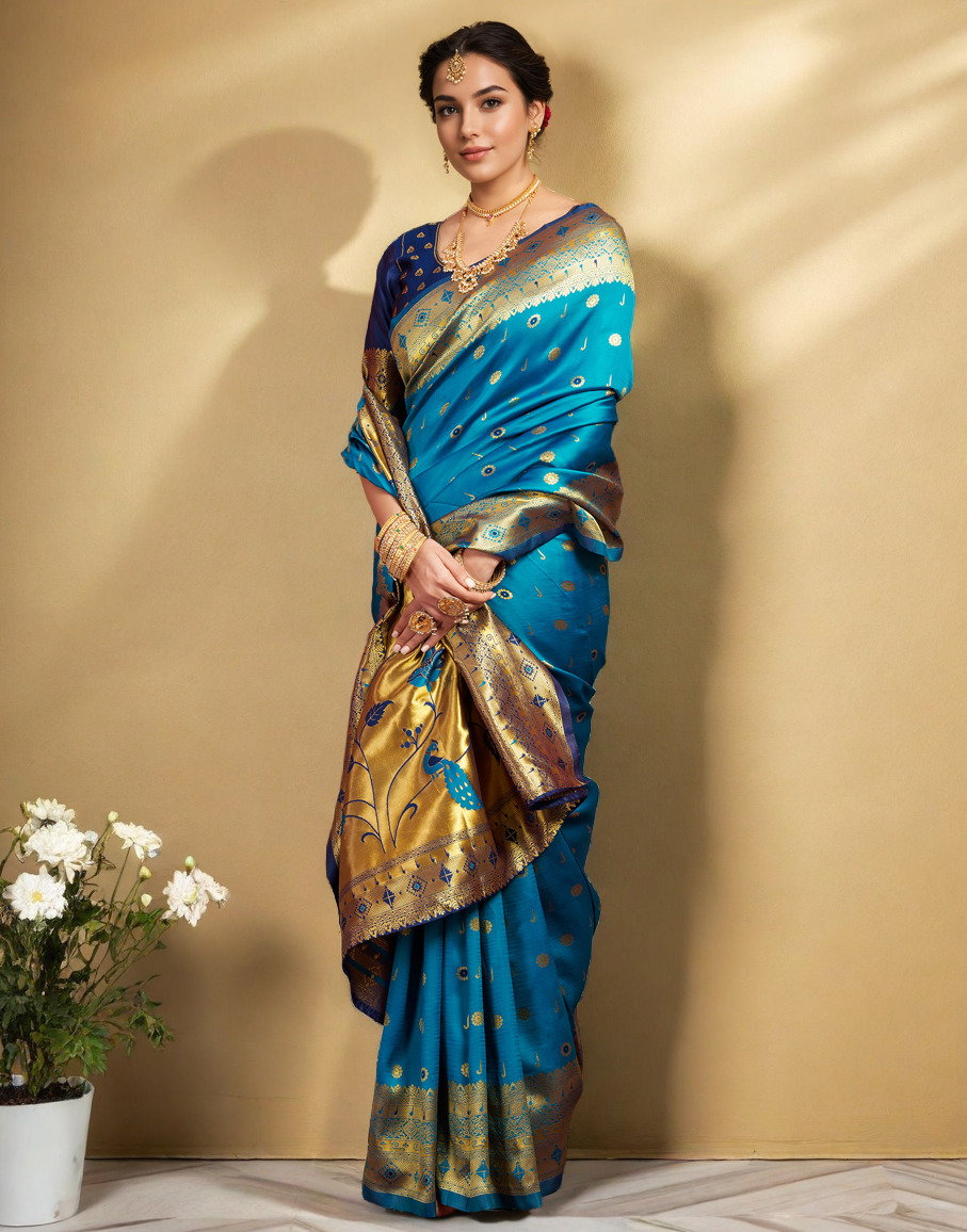 Meera 292 Party Wear Zari Weaving Worked Paithani Silk Saree with Un Stitched Blouse