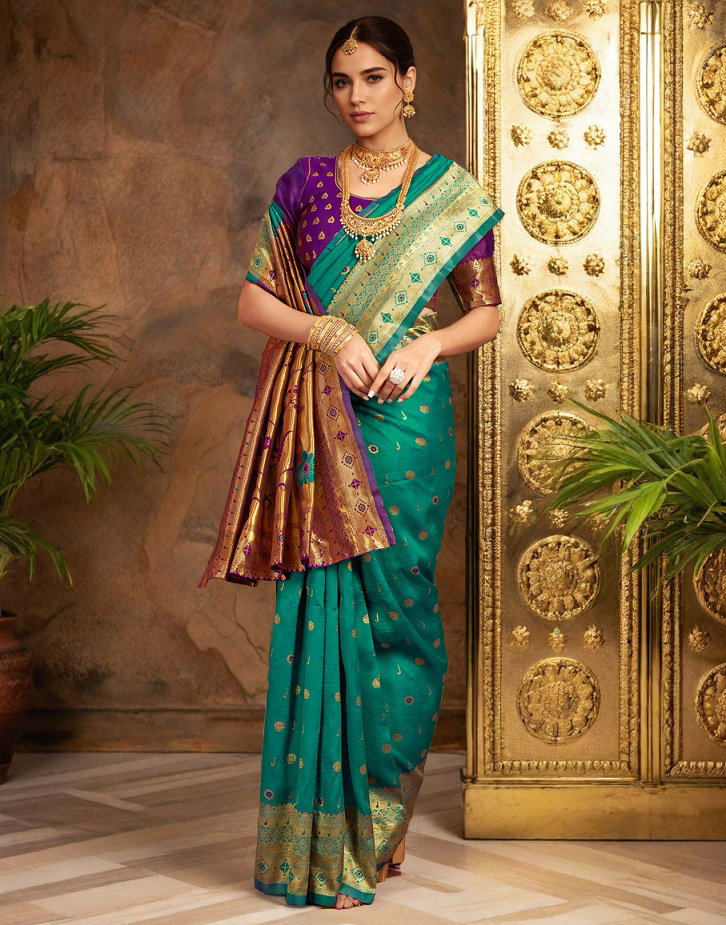 Meera 292 Party Wear Zari Weaving Worked Paithani Silk Saree with Un Stitched Blouse