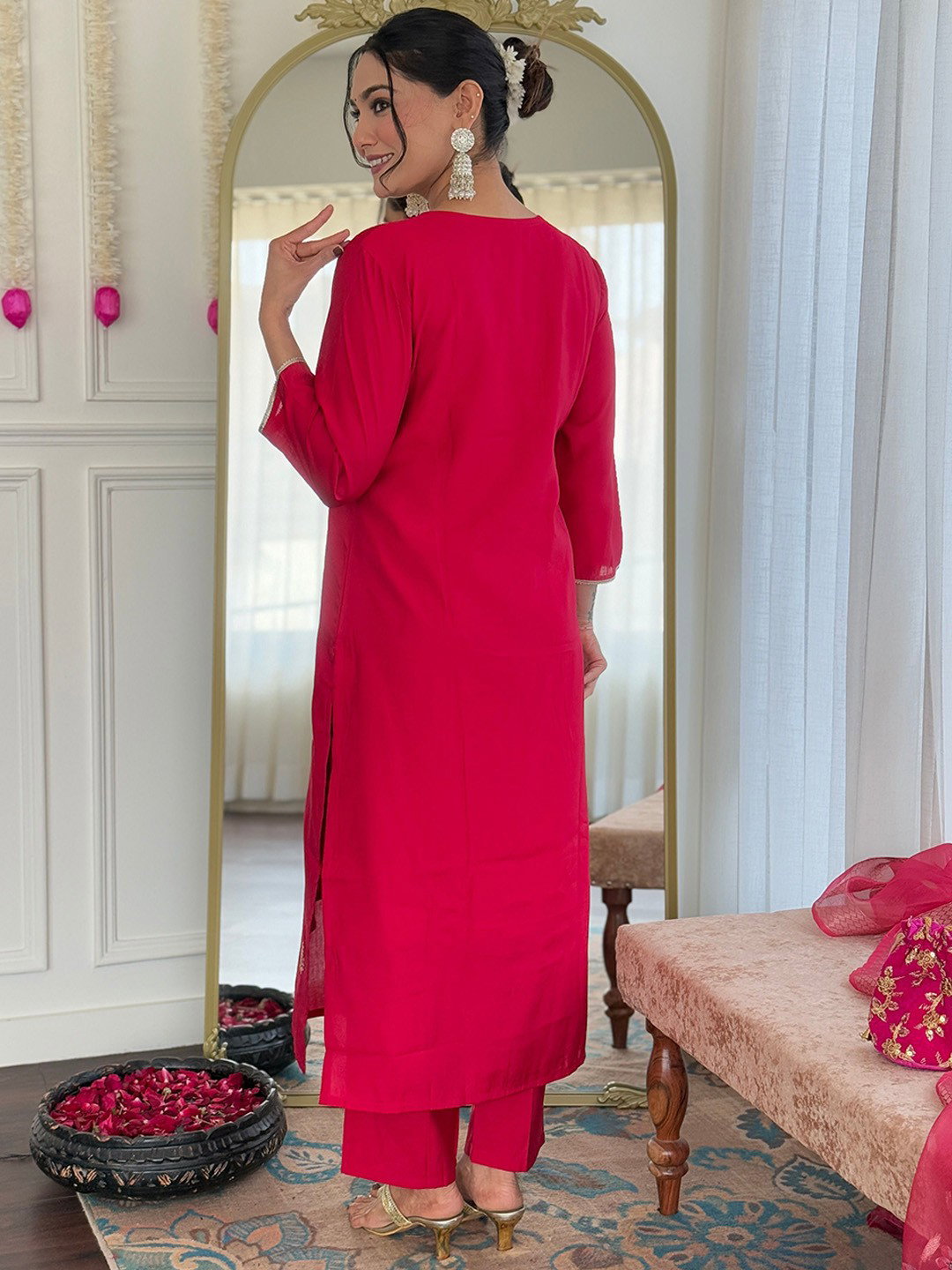 Navya Kurti 111 Party Wear Embroidery Worked Silk Blend Kurti with Pant and Dupatta Set 