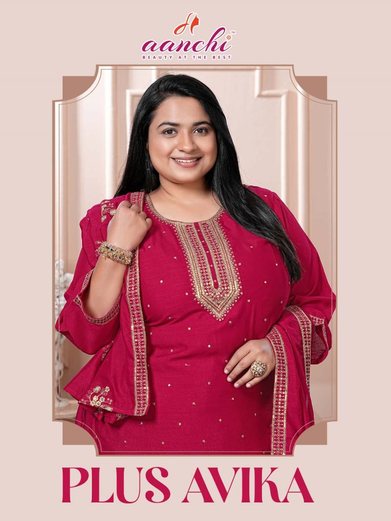 Aanchi Plus Avika Vichitra Silk Kurti Bottom With Dupatta