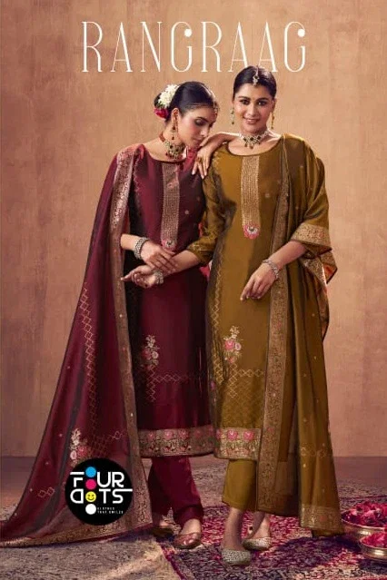 Four Dots Rangraag Weaven Silk Minakari Jacquard Dress Material