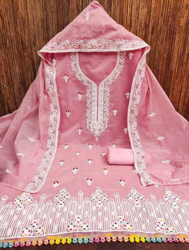 Heavy Chanderi Neck Vol 3 Fancy Chanderi Embroidered Dress Material