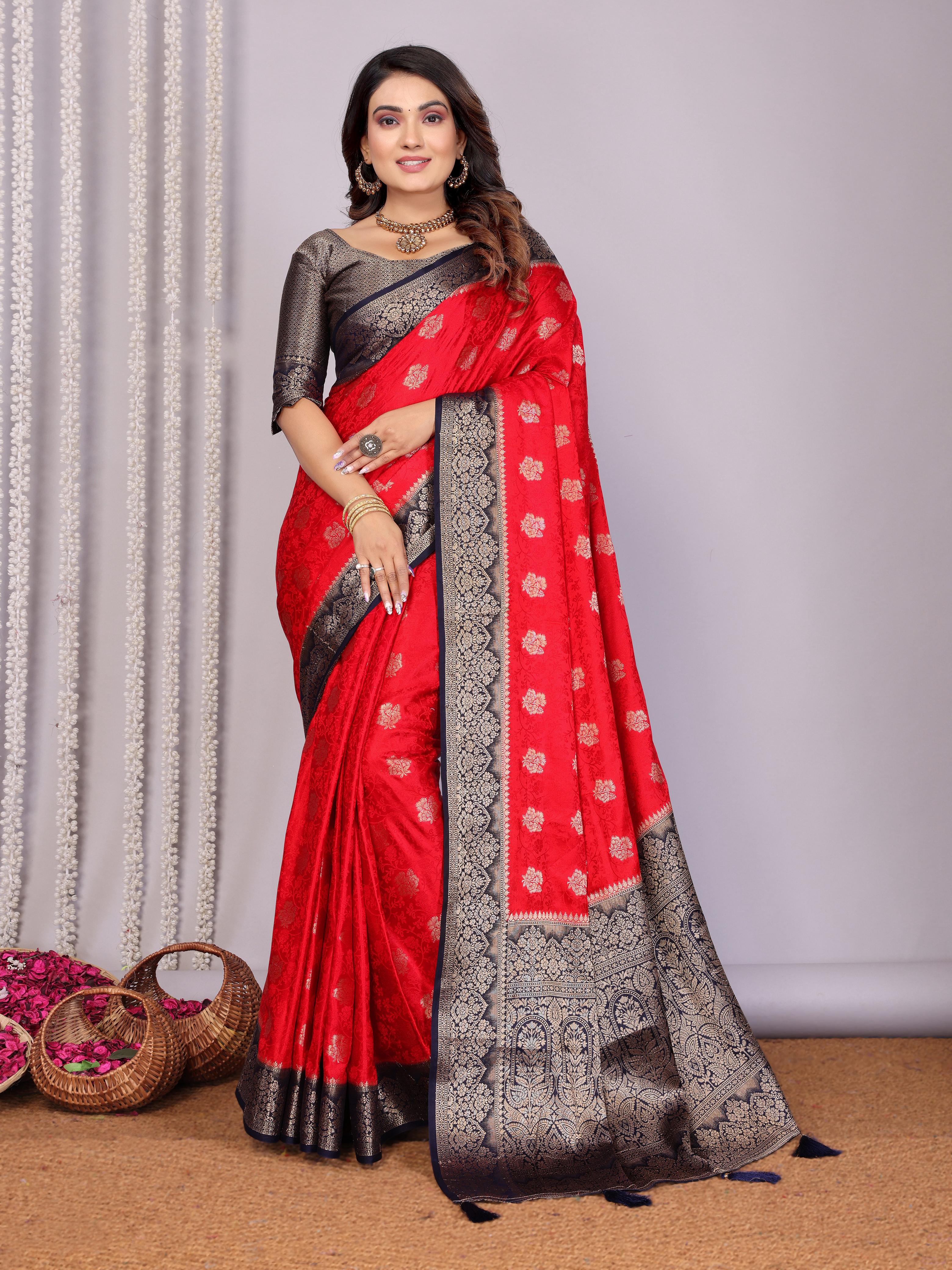 Lekha VC Sandhya Handloom Satin Silk Zari Weaving Saree Collection