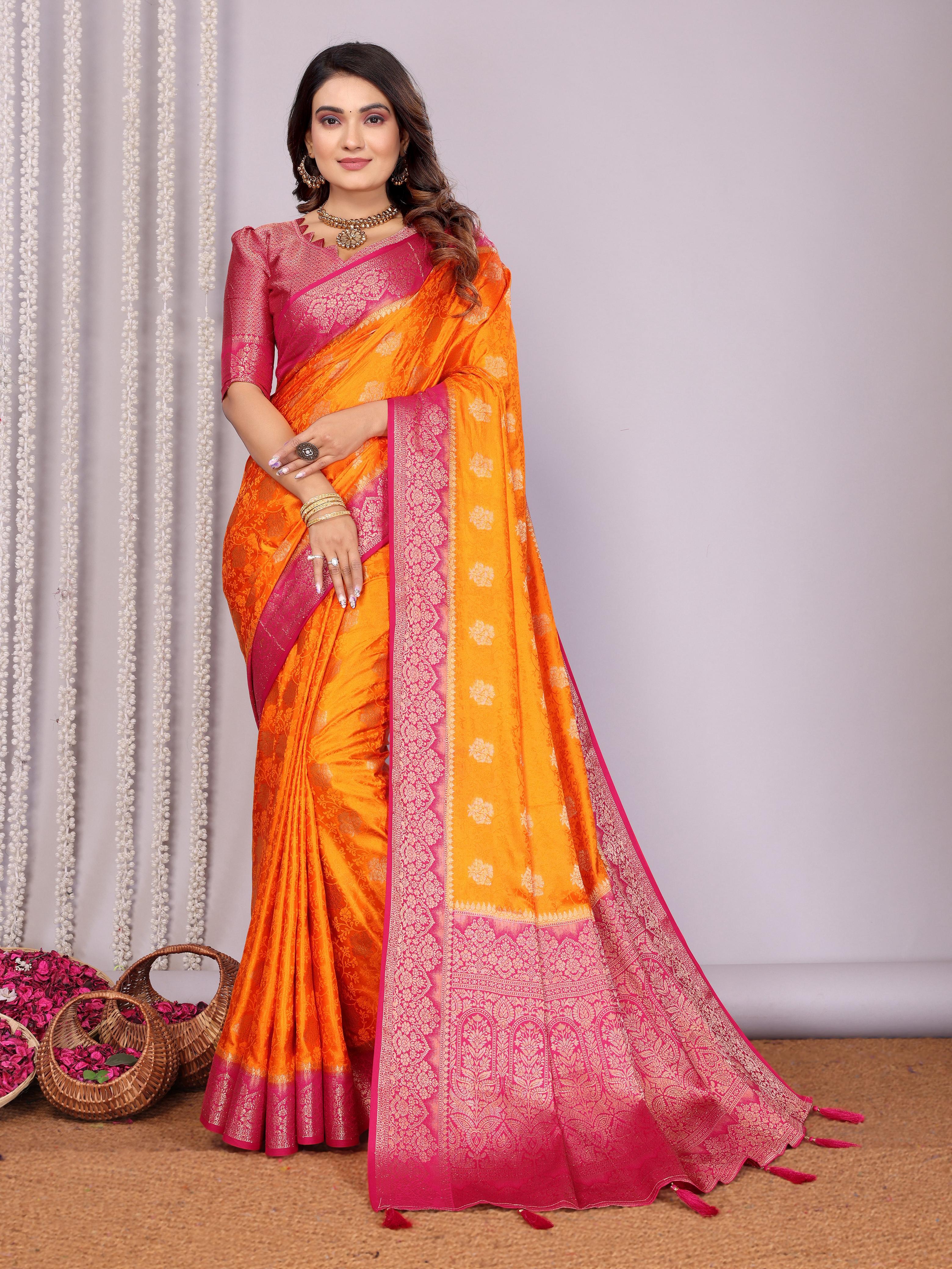Lekha VC Sandhya Handloom Satin Silk Zari Weaving Saree Collection