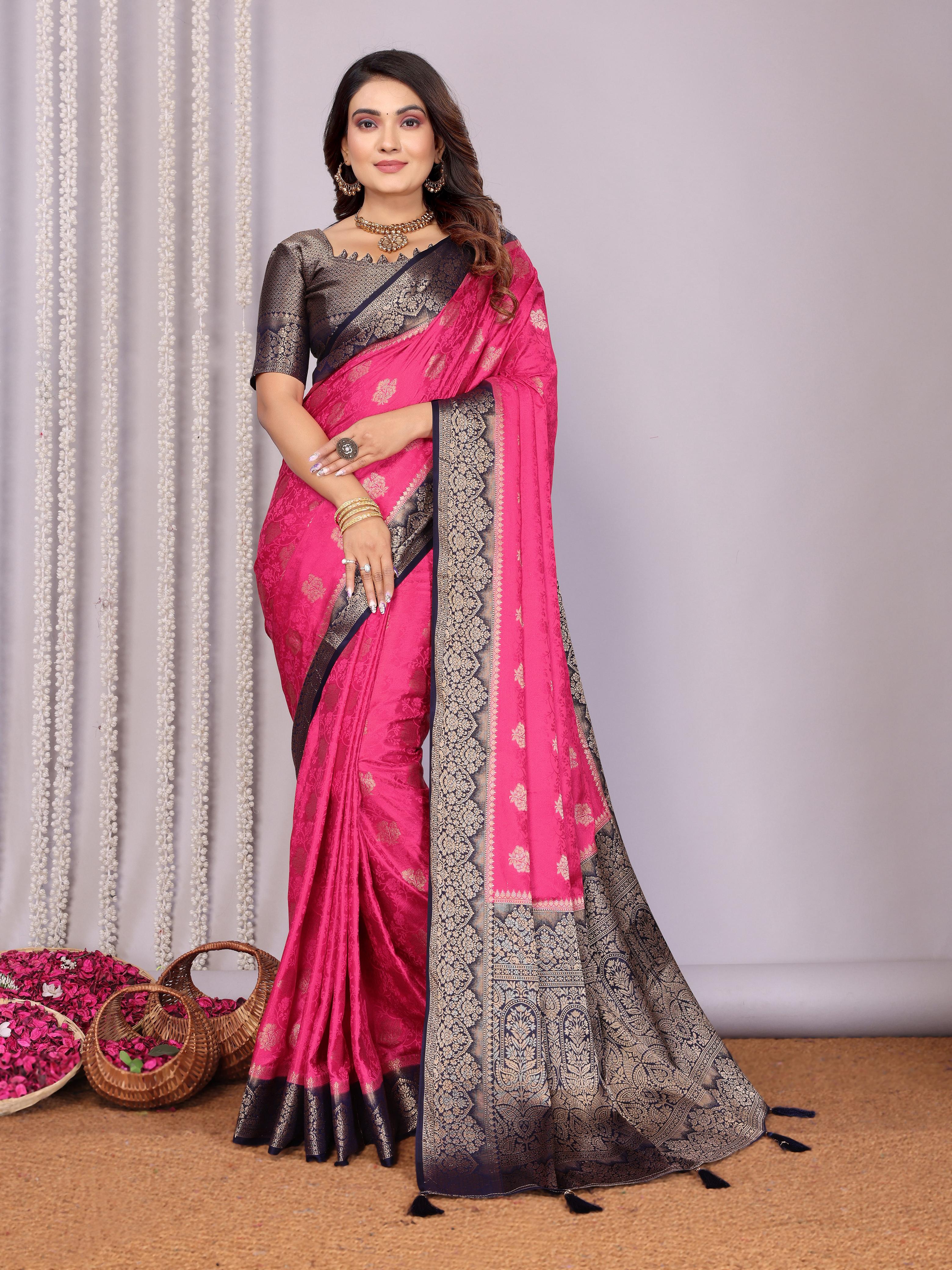 Lekha VC Sandhya Handloom Satin Silk Zari Weaving Saree Collection