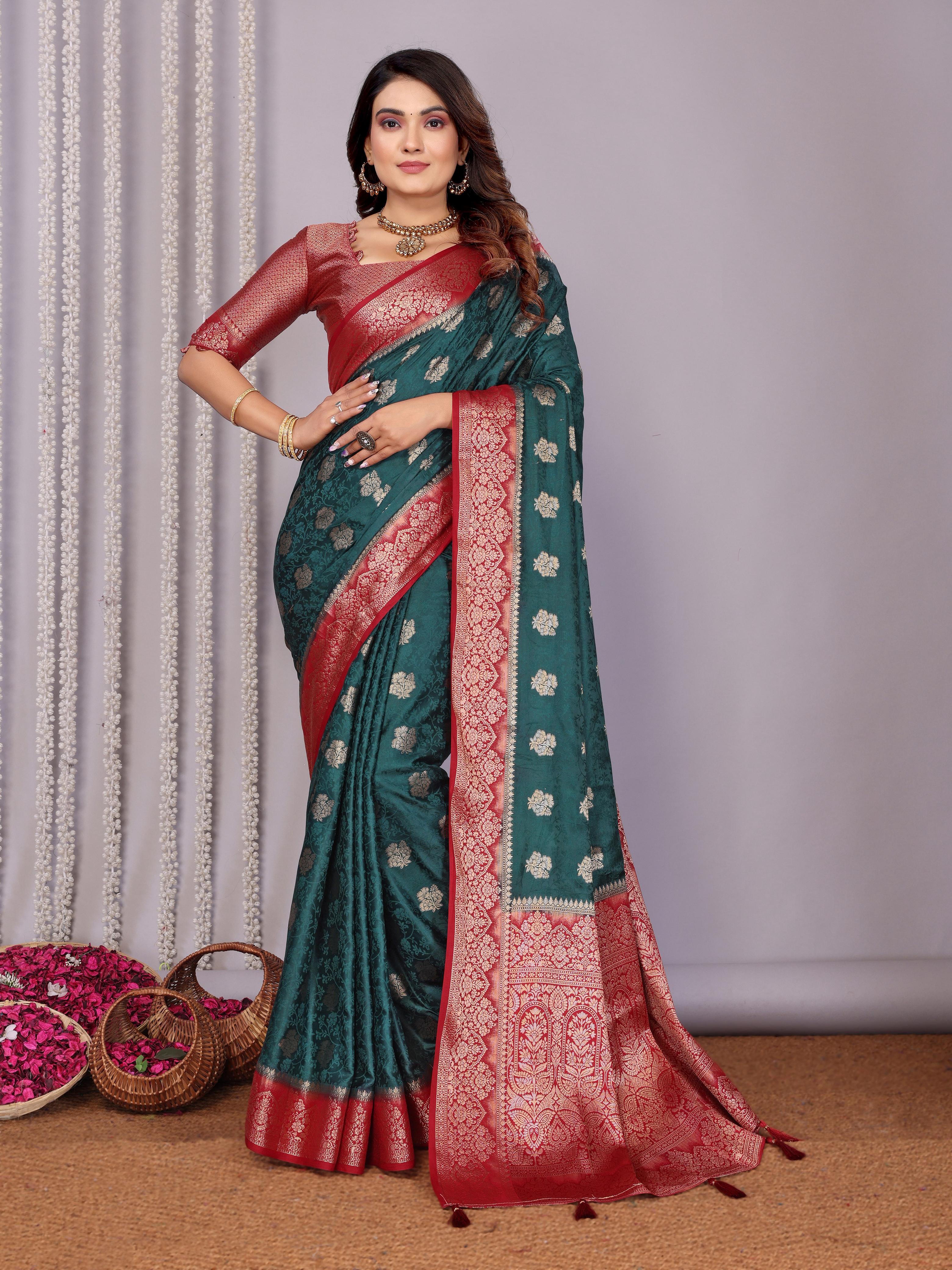 Lekha VC Sandhya Handloom Satin Silk Zari Weaving Saree Collection