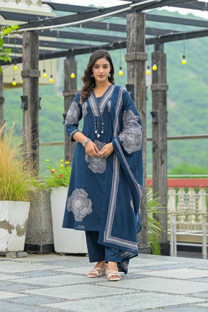 Naisha K 169 Cotton Printed Kurti Bottom With Dupatta