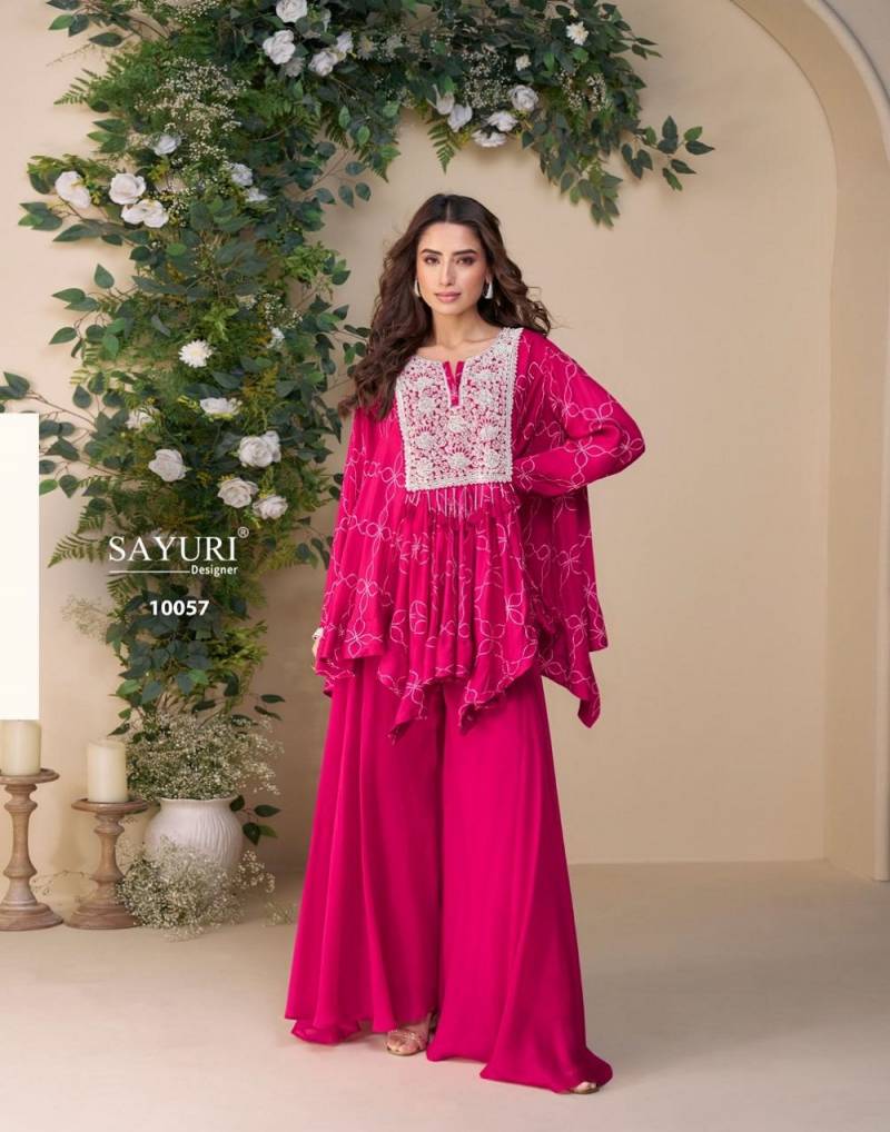 Sayuri Classic Designer Chinon Silk Indo Western Collection