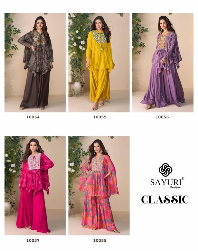Sayuri Classic Designer Chinon Silk Indo Western Collection