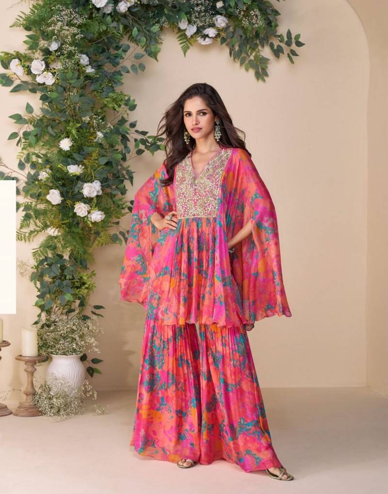 Sayuri Classic Designer Chinon Silk Indo Western Collection