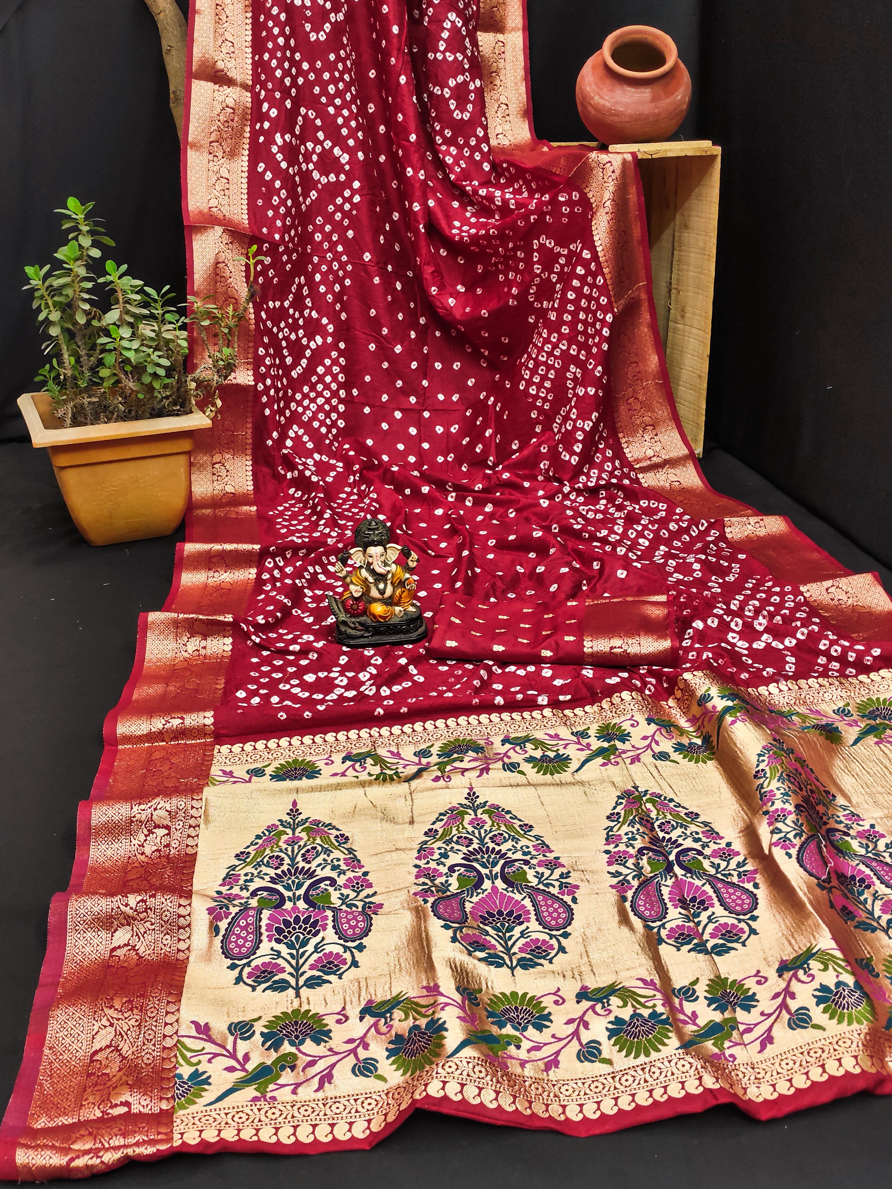 Lekha VC Subhadra Handmade Bandhej Kanjivaram Silk Saree