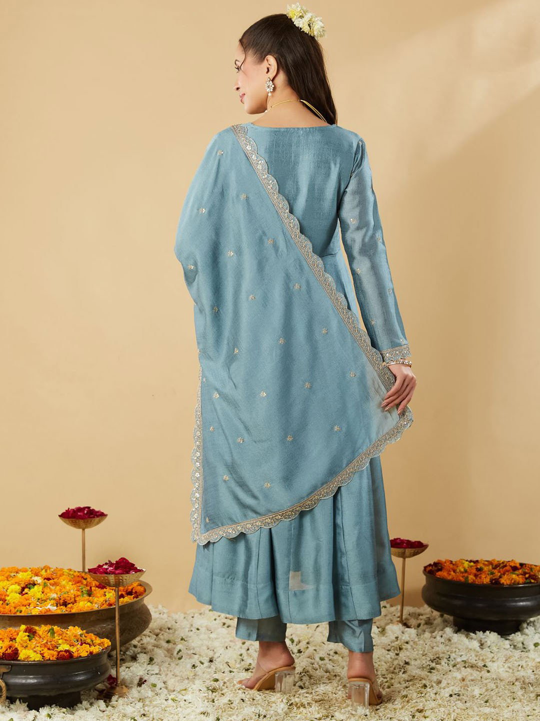 Navya Kurti 113 Party Wear Embroidery Worked Silk Blend Kurti with Pant and Dupatta Set 
