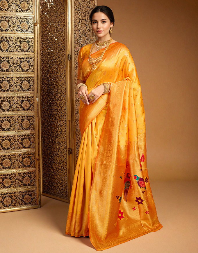 Meera 294 Party Wear Zari Weaving Worked Paithani Silk Saree with Un Stitched Blouse