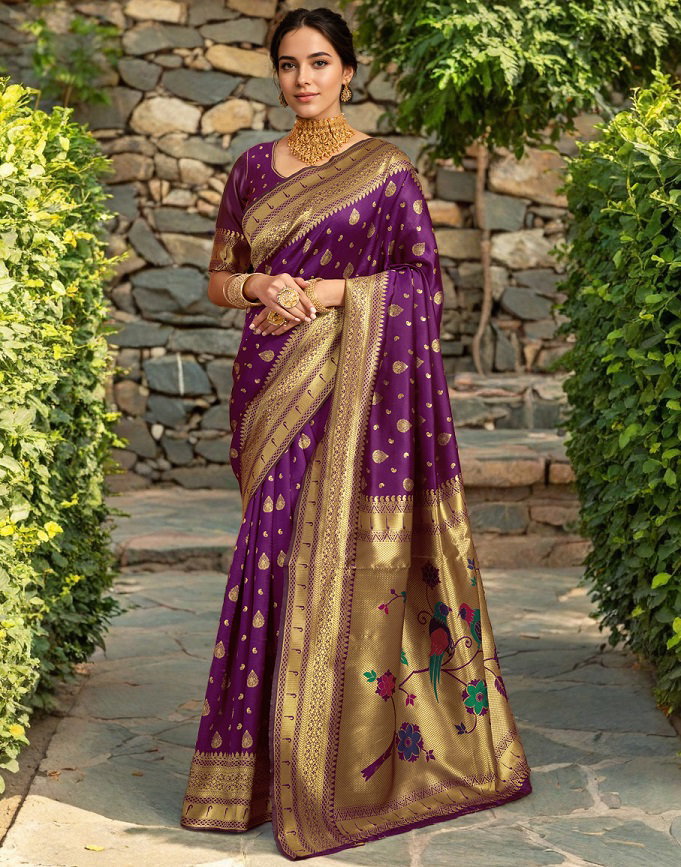 Meera 294 Party Wear Zari Weaving Worked Paithani Silk Saree with Un Stitched Blouse