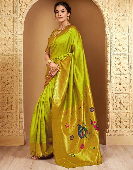 Meera 294 Party Wear Zari Weaving Worked Paithani Silk Saree with Un Stitched Blouse