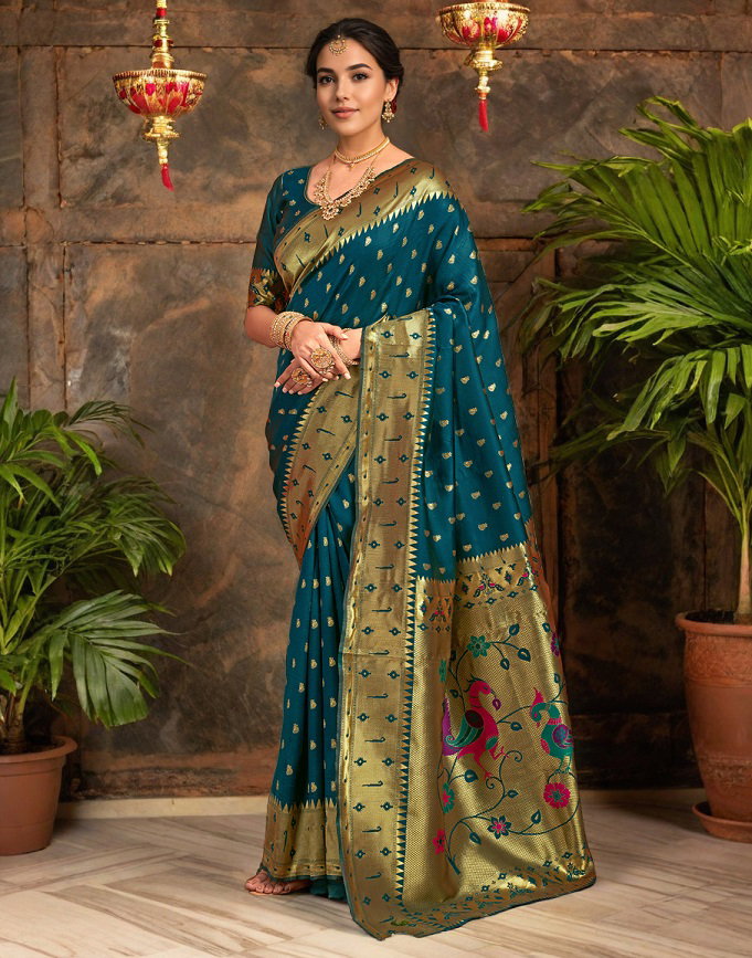 Meera 294 Party Wear Zari Weaving Worked Paithani Silk Saree with Un Stitched Blouse