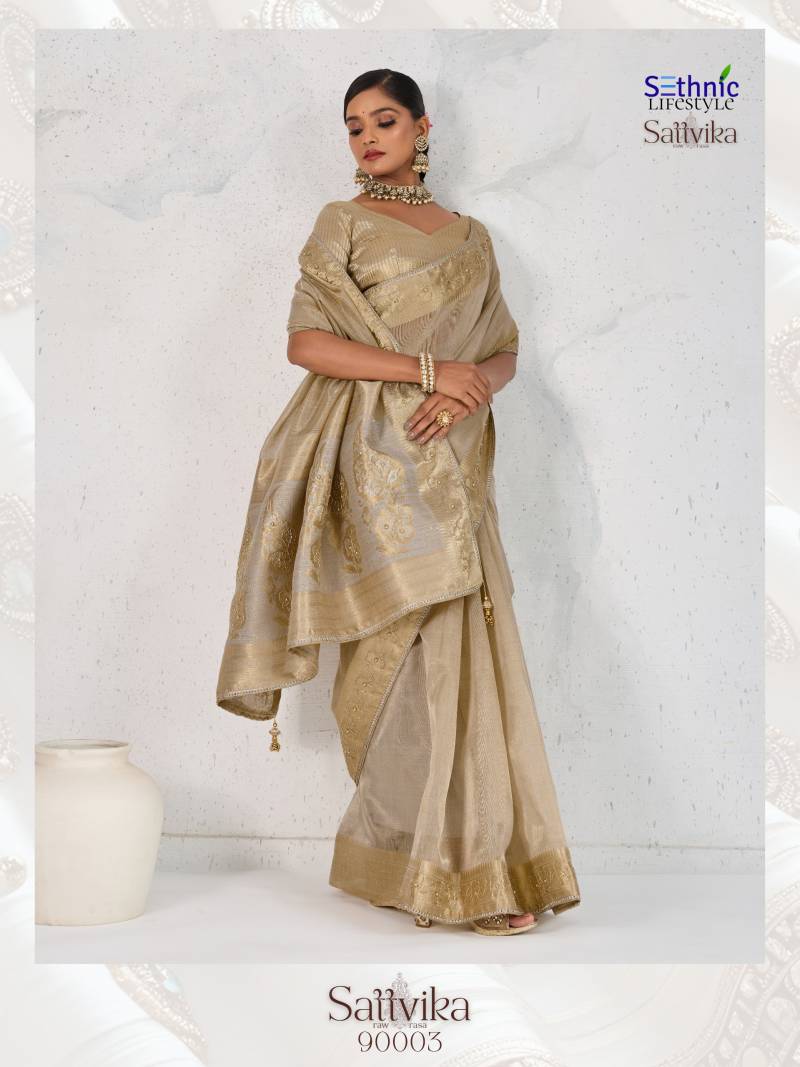 Sethnic Sattvika Tissue Linen With Woven Sarees