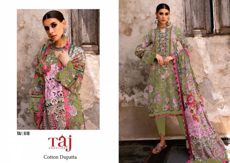 Taj 617 And 618 Cotton Dupatta Pakistani Salwar Suits