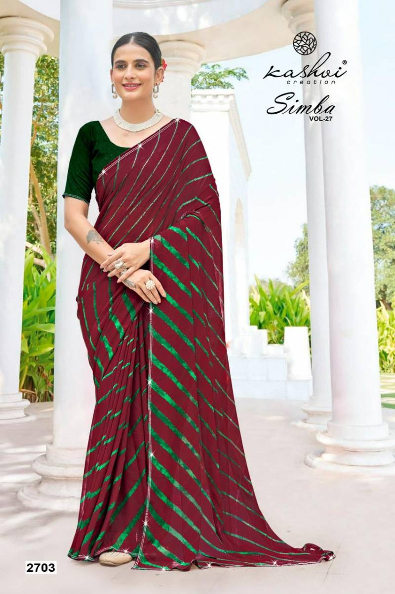 Kashvi Simba Vol 27 Georgette Lehariya Printed Saree