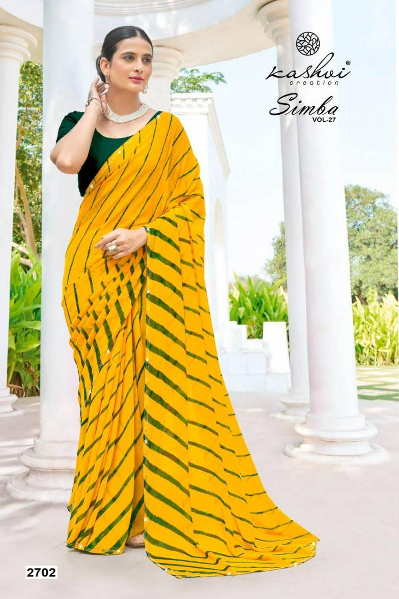 Kashvi Simba Vol 27 Georgette Lehariya Printed Saree