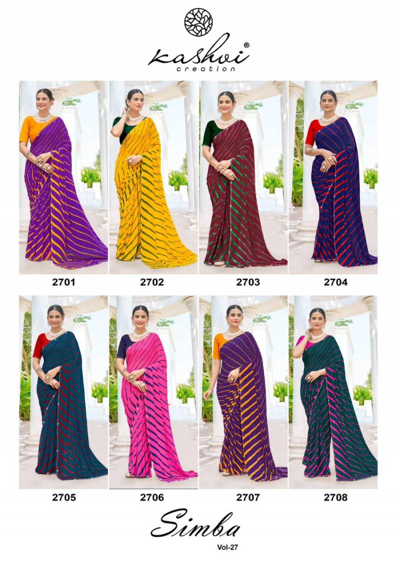 Kashvi Simba Vol 27 Georgette Lehariya Printed Saree