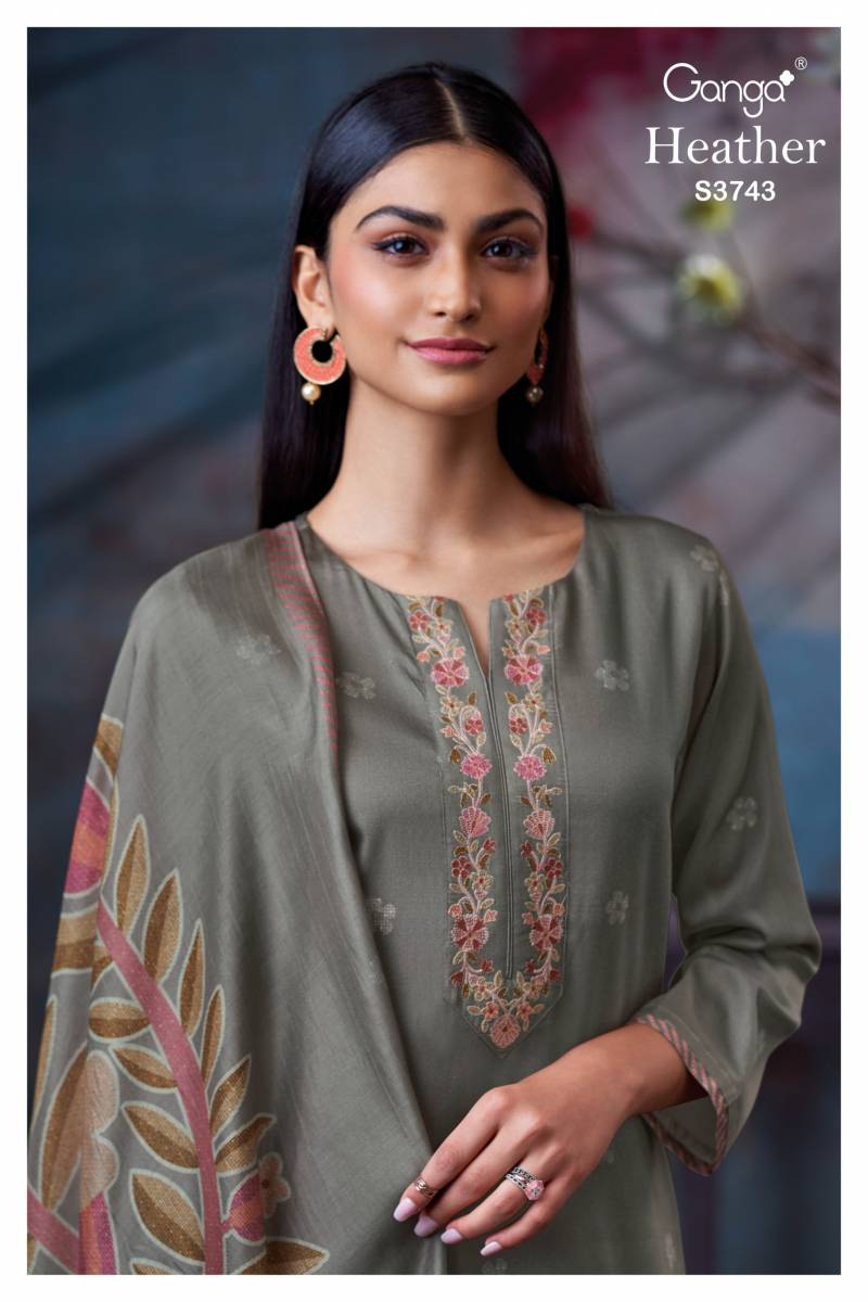 Ganga Heather Cotton Satin Printed Salwar Kameez