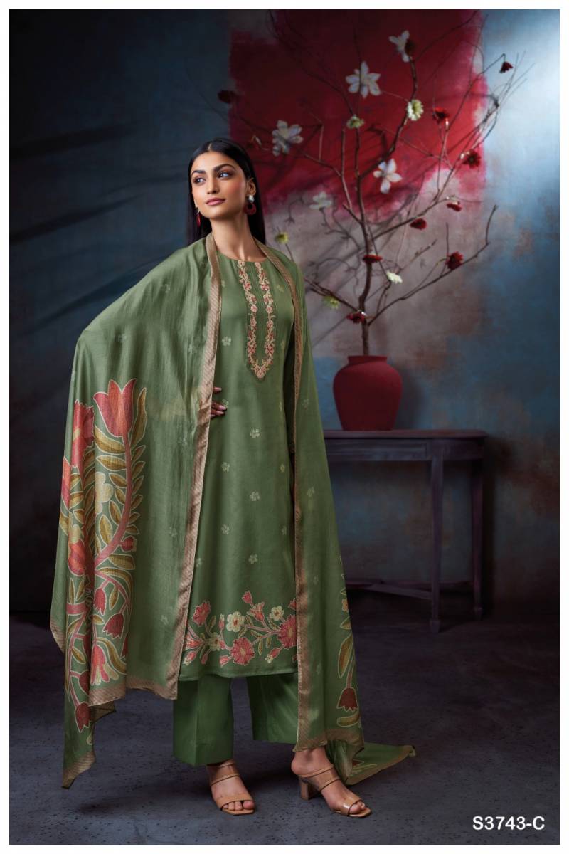 Ganga Heather Cotton Satin Printed Salwar Kameez