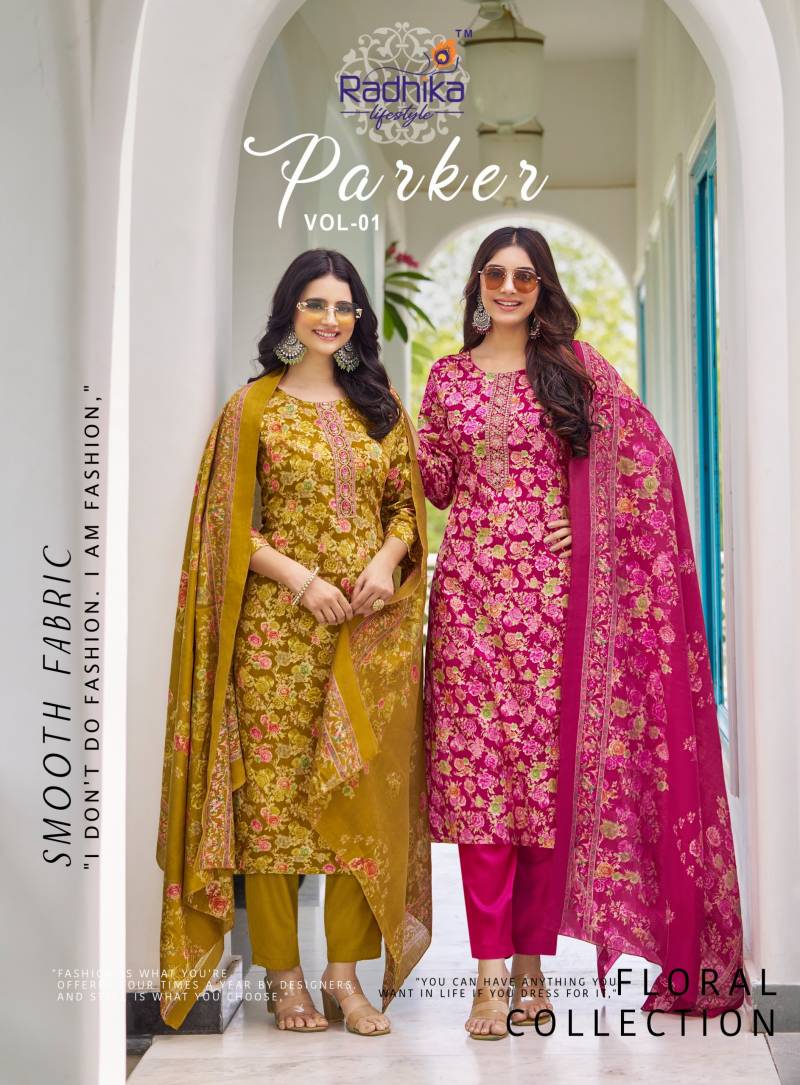 Radhika Parker Vol 1 Jam Satin Kurti Bottom With Dupatta