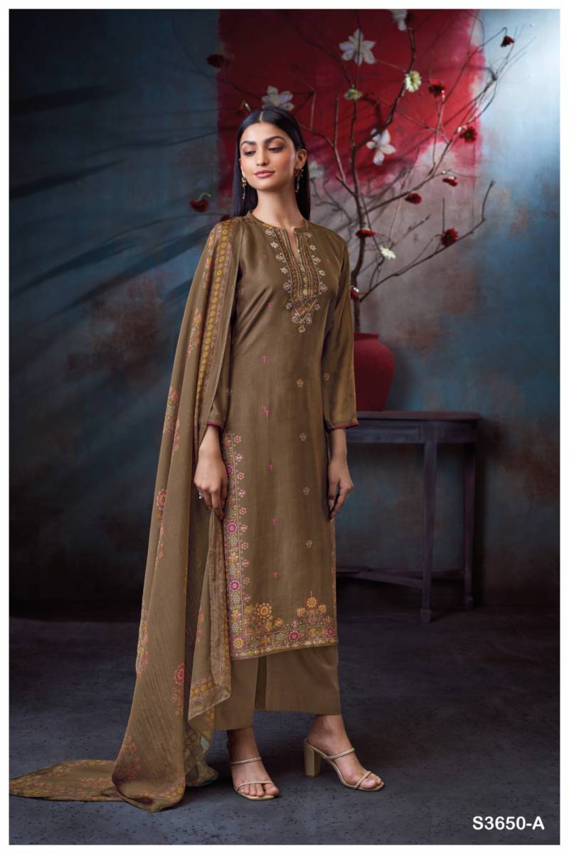 Ganga Avenly Bemberg Russian Silk Printed Salwar Kameez