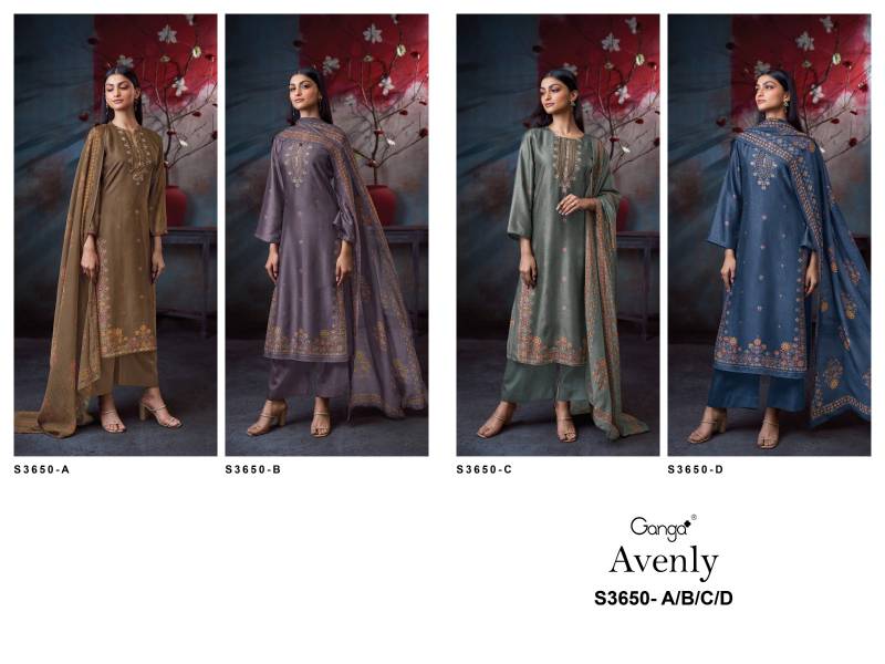 Ganga Avenly Bemberg Russian Silk Printed Salwar Kameez