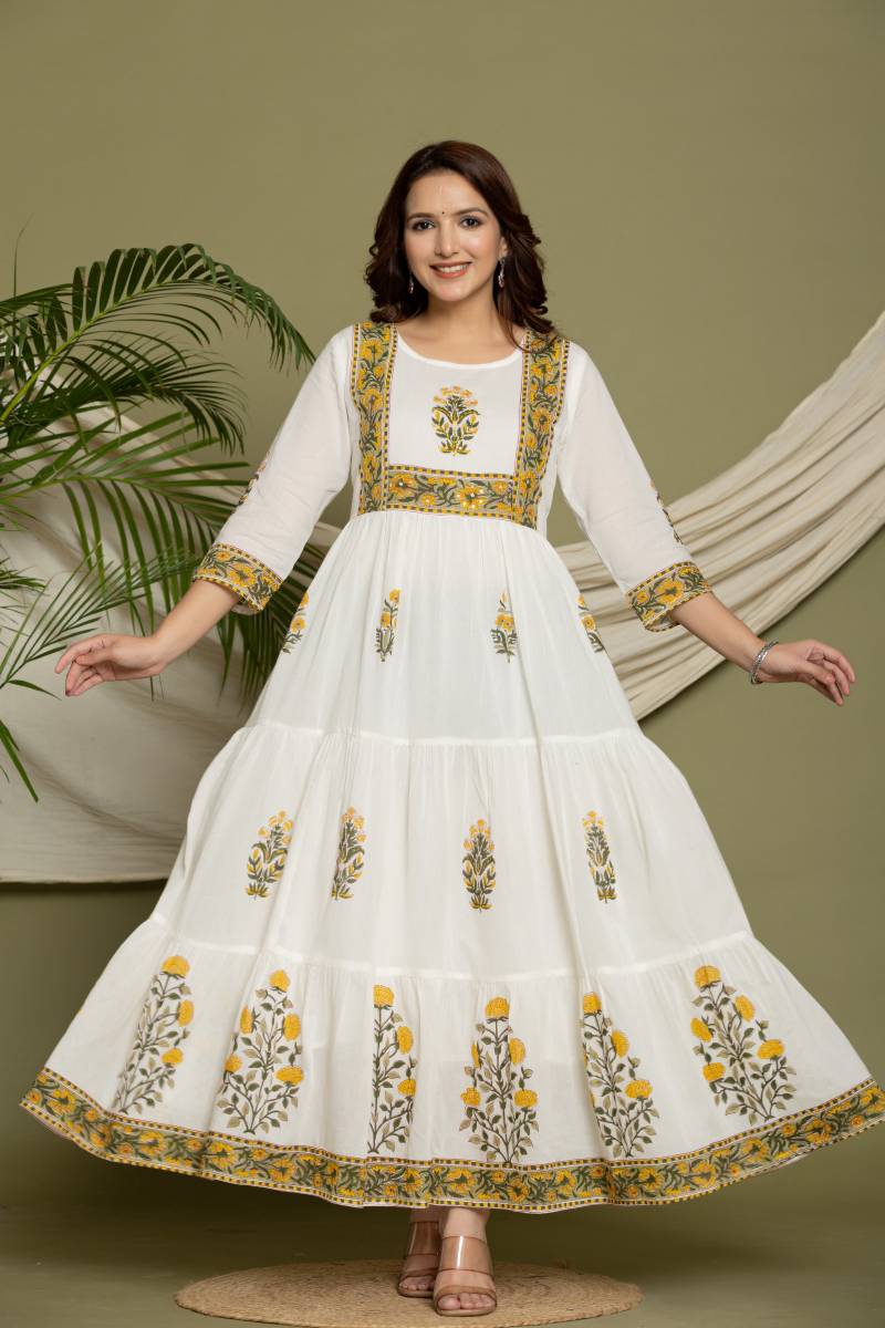 Naisha K 172 Vol 2 Mul Cotton Hand Block With Lining Kurti