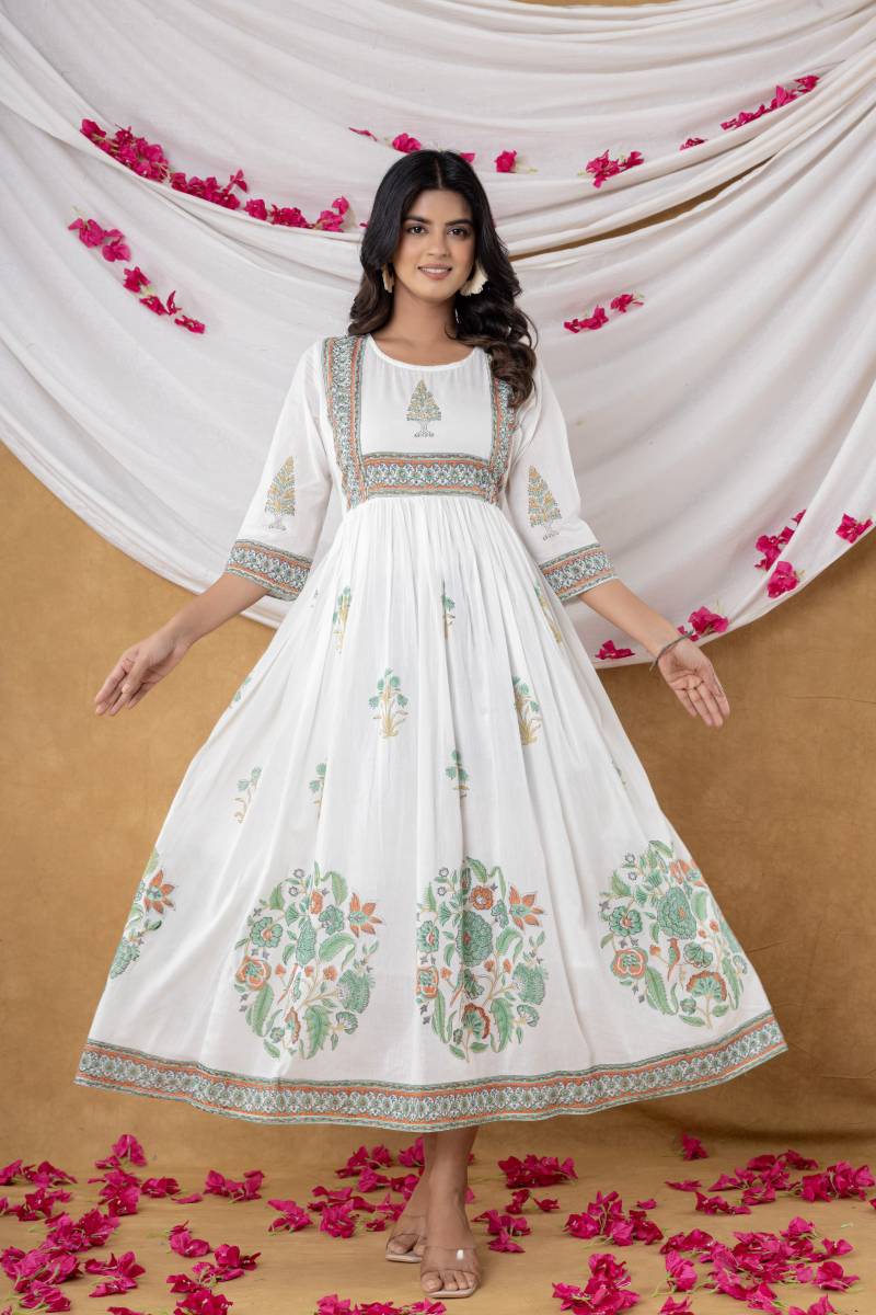 Naisha K 172 Vol 2 Mul Cotton Hand Block With Lining Kurti