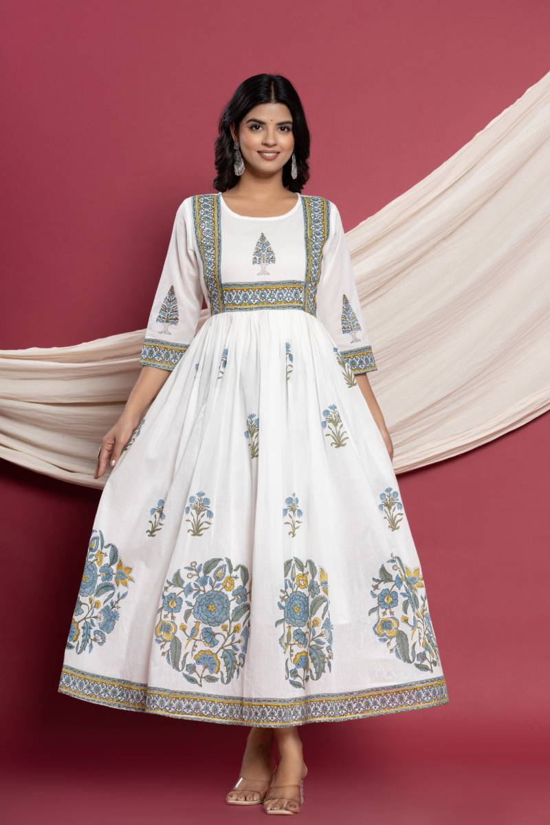 Naisha K 172 Vol 2 Mul Cotton Hand Block With Lining Kurti