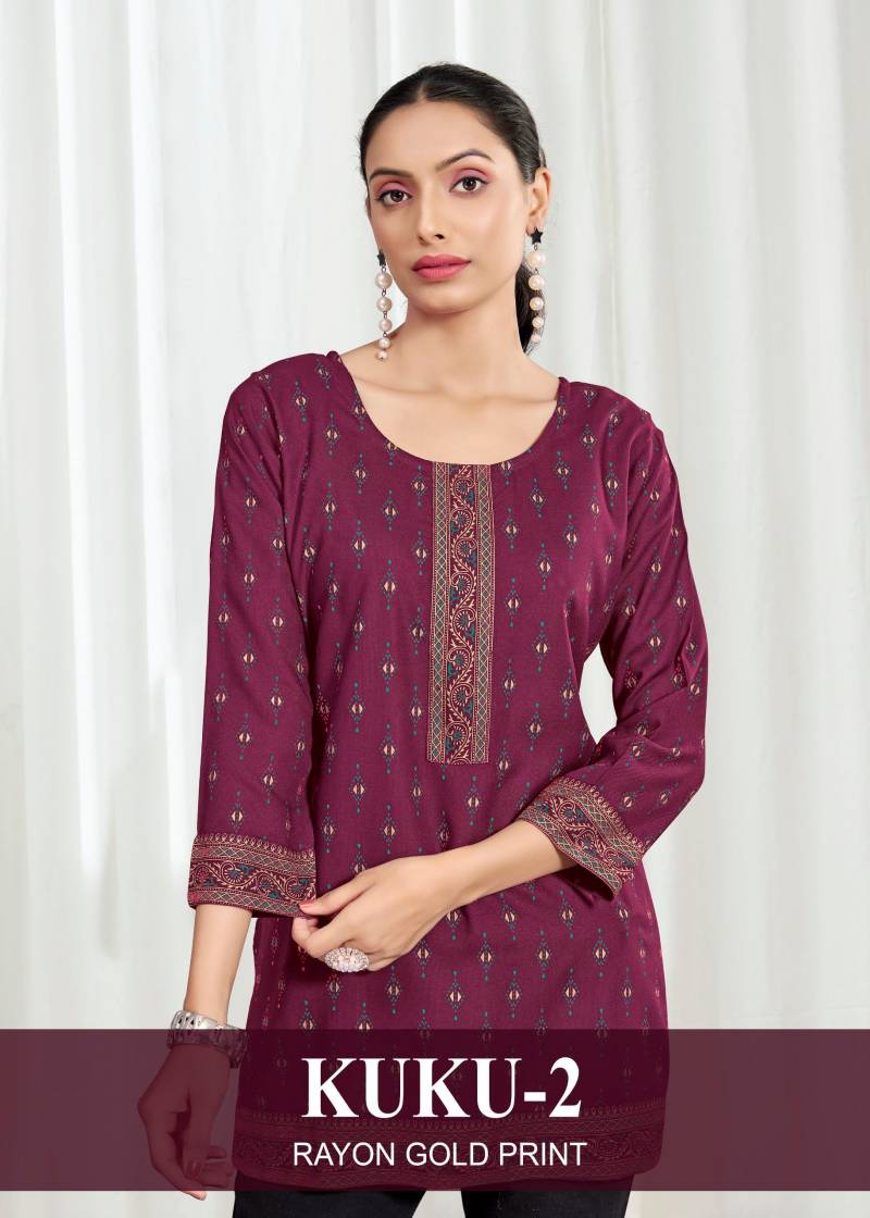 Sangeet Kuku 2 Rayon Multi Printed Short Kurti