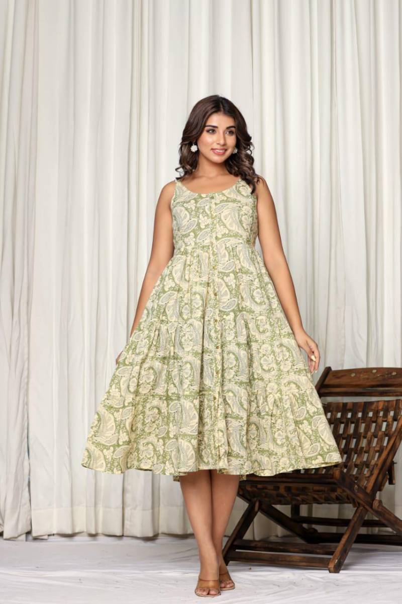 Naisha K 174 Vol 2 Cotton Casual Wear Midi Dress