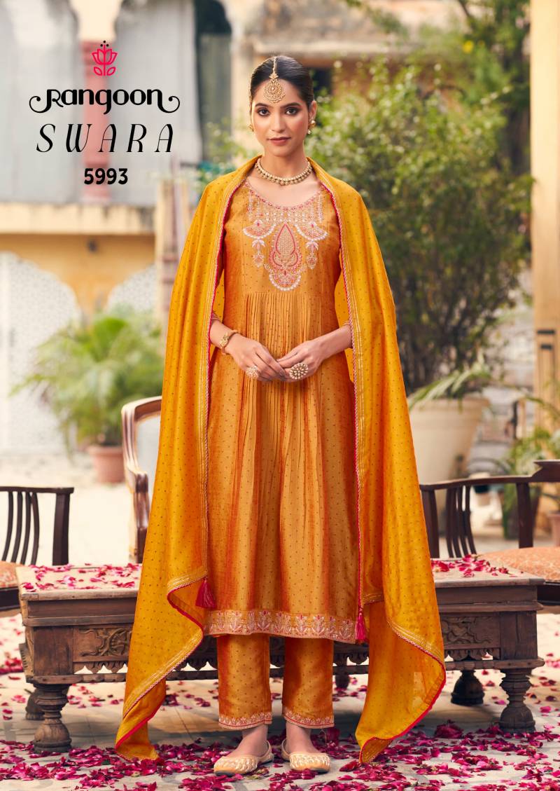 Rangoon Swara Silk With Fancy Work Readymade Suit