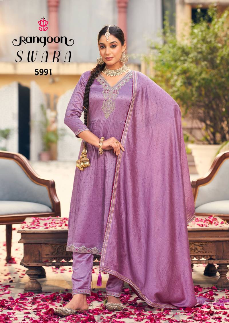 Rangoon Swara Silk With Fancy Work Readymade Suit