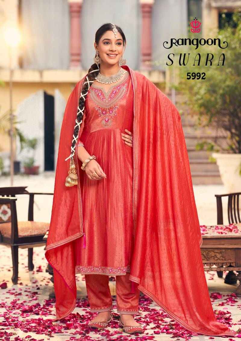 Rangoon Swara Silk With Fancy Work Readymade Suit