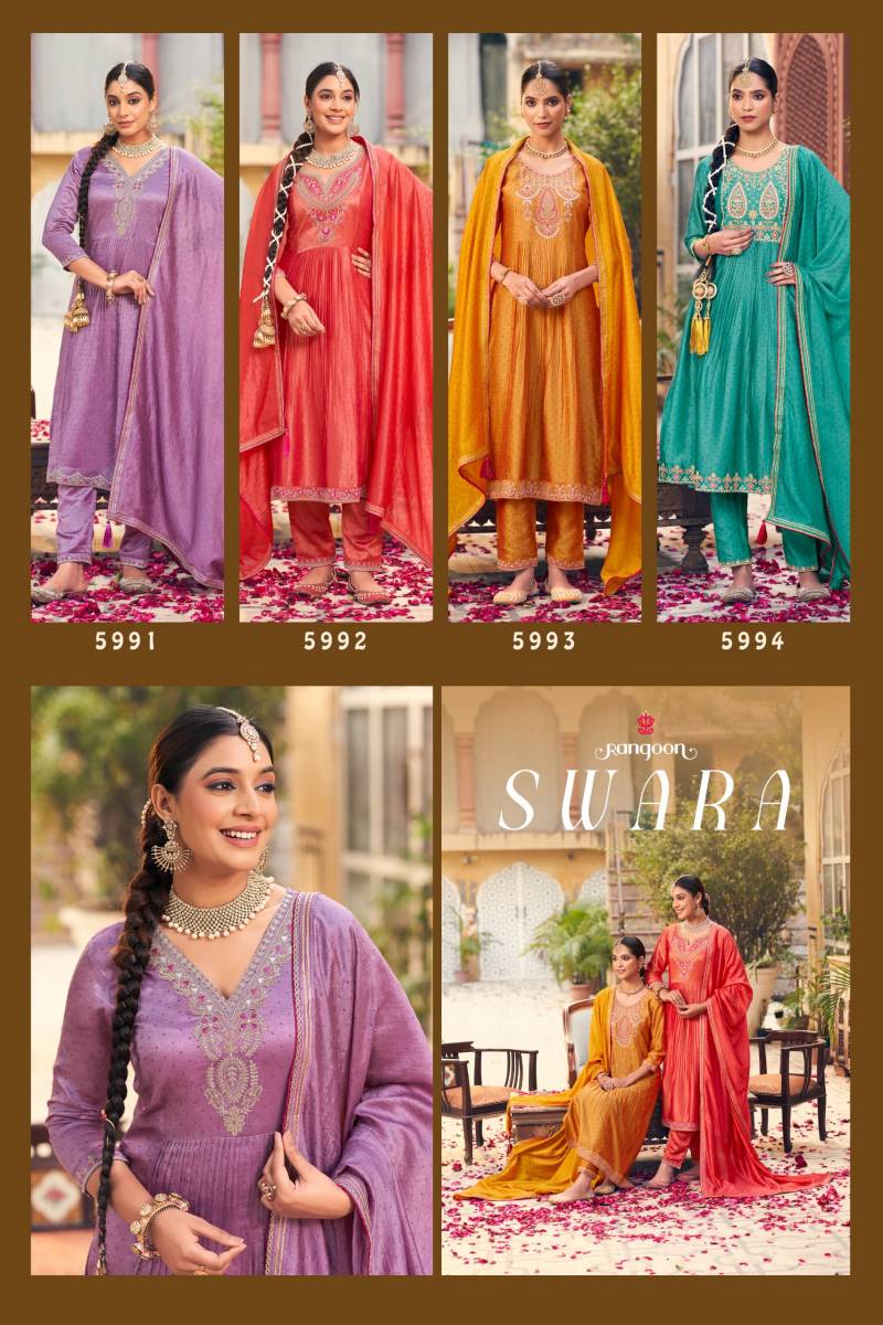 Rangoon Swara Silk With Fancy Work Readymade Suit
