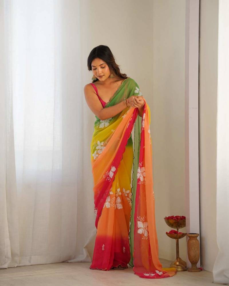 Kc 853 Georgette Sequins Embroidered Sarees Collection