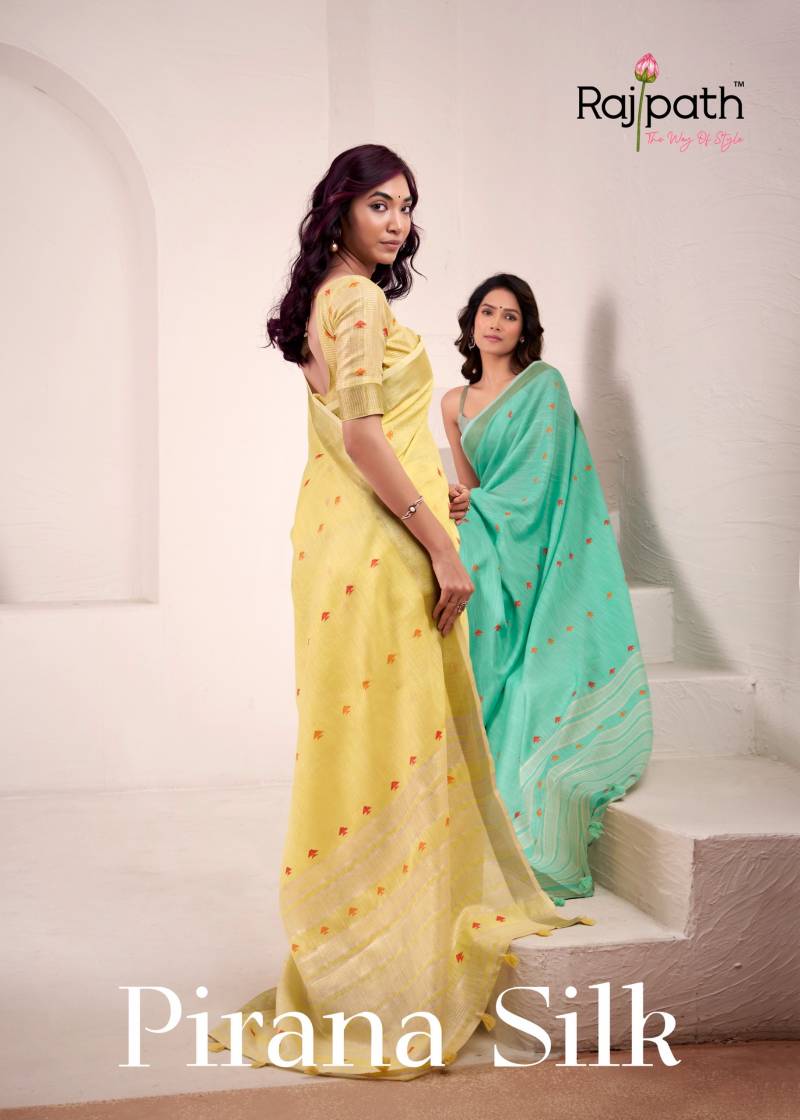 Rajpath Pirana Silk Linen Silk Fancy Sarees Collection