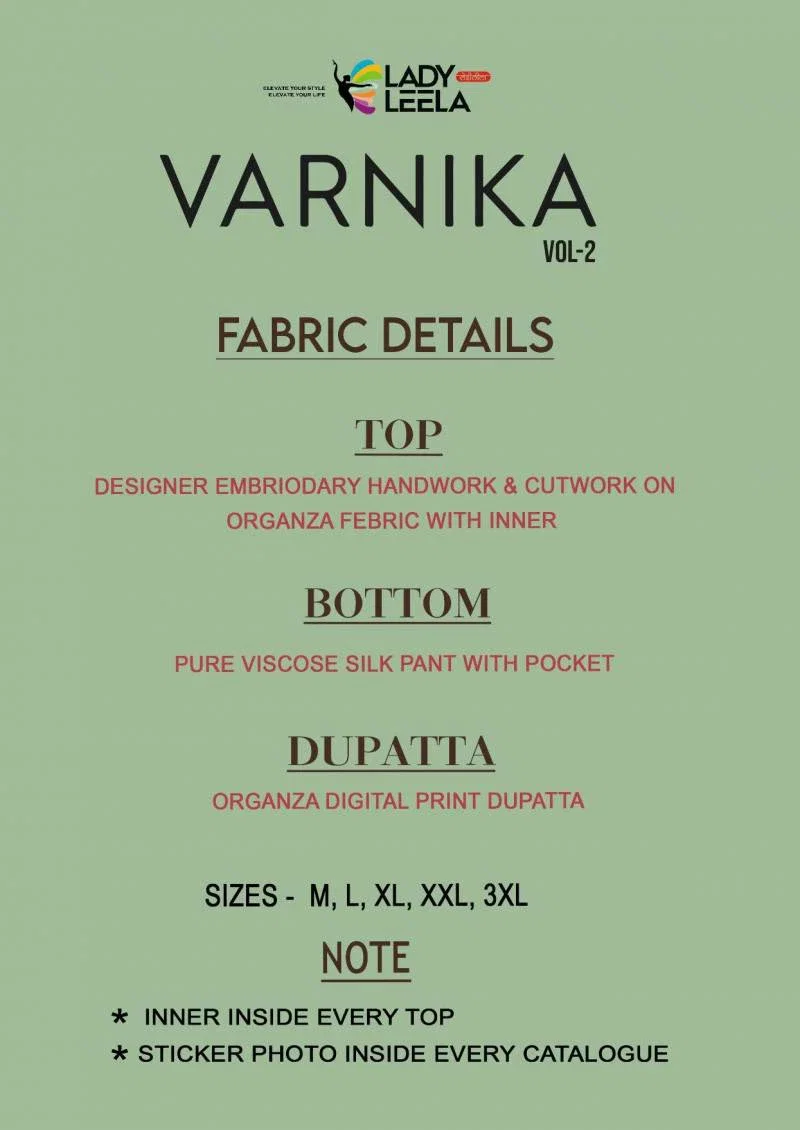 Lady Leela Varnika Vol 2 Organza Kurti Bottom With Dupatta