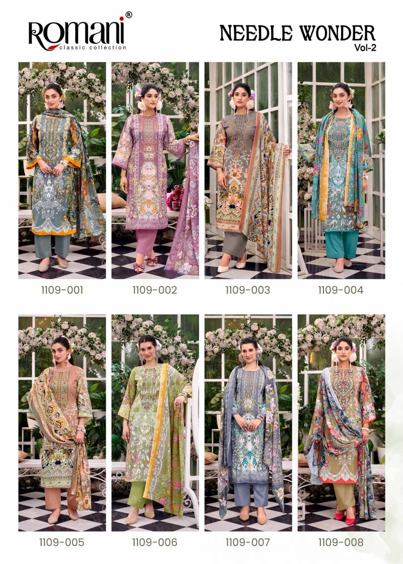 Romani Needle Wonder Vol 2 Soft Cotton Digital Printed Dress Material