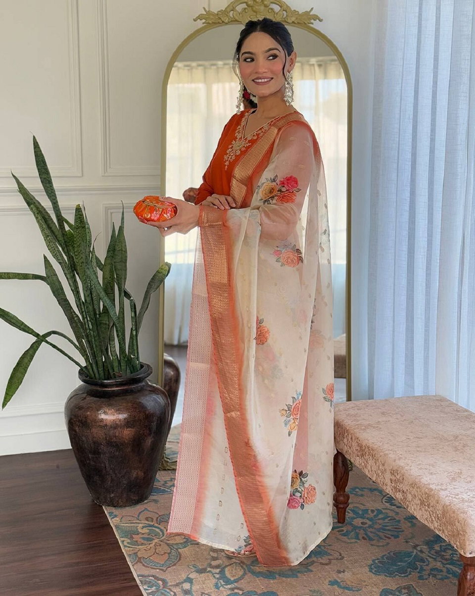 Navya Kurti 114 Party Wear Embroidery Worked Silk Blend Kurti with Pant and Dupatta Set 